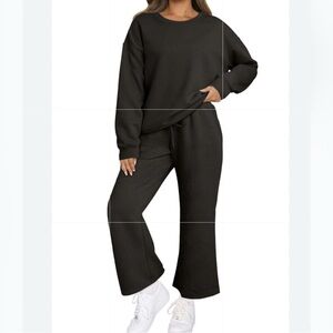 NWT Automet Women’s Black Waffleknit Two Piece Fleece Lounge set / small